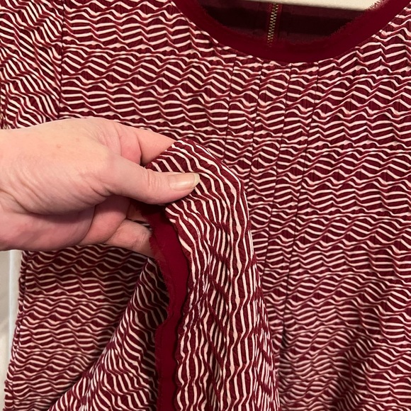 Anthropologie Maeve Maroon and Cream Textured Dress (Lined) Size XS - Picture 4 of 5